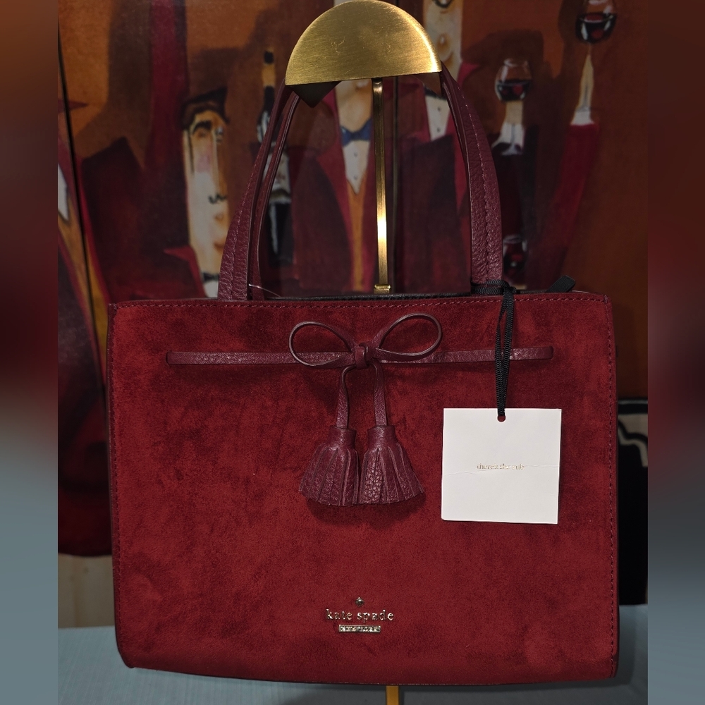 Kate Spade Red Suede Tote Bag - Picture 7 of 13